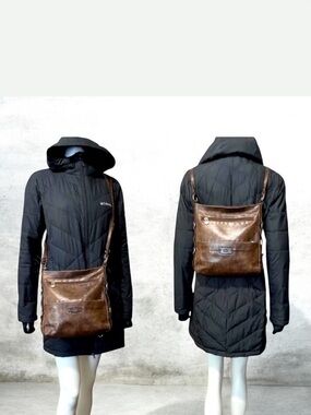 The Trend Made in Italy Brown Vintage Backpack Crossbody Bag W10.5’ X 11…